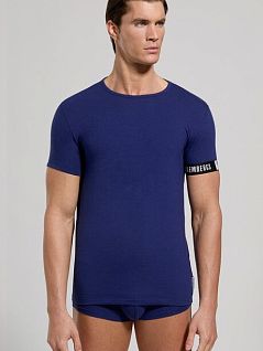 Хлопковая футболка с фирменным логотипом темно-синего цвета Bikkembergs BKK42UTS17SIcDARK