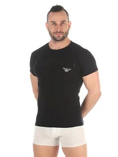 Современная футболка с надписью бренда на груди черного цвета Emporio Armani RT111035_CC716 00020