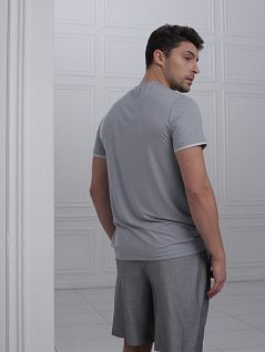 Легкая мужская пижама из хлопка серого цвета Laete L51446-2