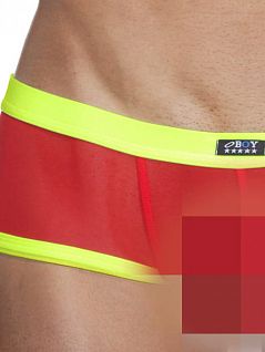 Мужские трусы хипсы из мягкой сеточки красного цвета Oboy 5604c06