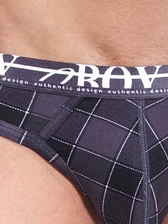 Спортивные мужские трусы-мини в серую клетку Oboy Scotland 6300c11