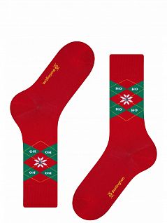 Яркие носки с ромбами-аргайл и новогодними цветами Burlington 21906 Xmas Argyle SO Красный 8000