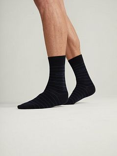 Набор хлопковых носков в полоску (3шт) Jockey 308523 (муж.) (3шт.) Синий 458