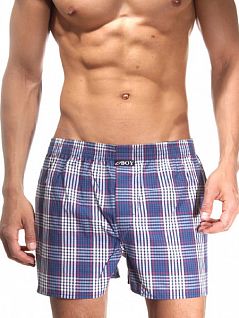 Удобные мужские семейные трусы синего цвета в клетку Oboy Trendy Boy 06c9657c65c2