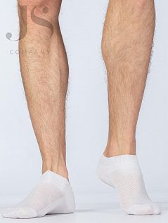 Укороченная модель носков сеточкой сверху Hobby Line JSHOBBY 014-3 мужские укороченные х/б однотонные, сверху сеточка (5 пар) белый