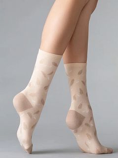 Хлопковые носки рисунком "перышки" MiNiMi JSMINI STYLE 4601 (5 пар) beige / перо min