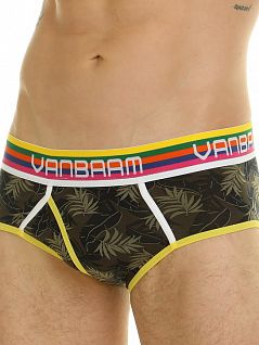 Хлопковые брифы с лиственным принтом цвета хаки Van Baam RT44788