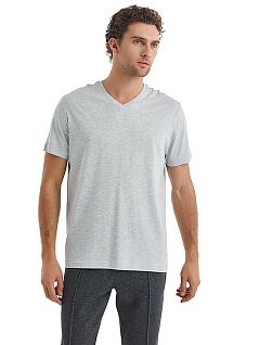 Однотонная футболка из хлопка и модала LTBS40445 BlackSpade серый меланж
