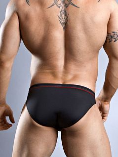 Стильные мужские плавки слипы черного цвета с красным кантом HOM Sport 35c9641c0004 распродажа
