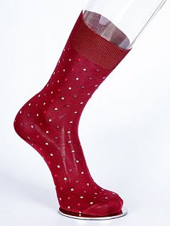 Яркие носки с мелким рисунком бордового цвета PJ-Best Calze_Е956 бордо