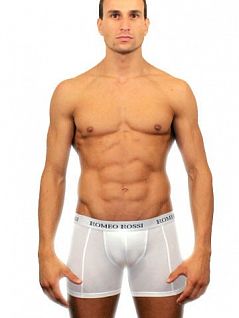 Белоснежные длинные мужские трусы боксеры Romeo Rossi Long boxers R7001-1