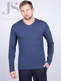 Эластичная футболка с V-образным вырезом Oxouno JSOXO 0387 KULIR 02 SLIM V-вырез синий меланж oxo