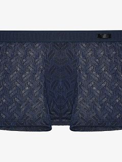 соблазнительные мужские трусы-боксеры с геометрическим орнаментом темно-синего цвета HOM 40c2793c00RA