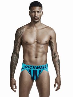 Хлопковые брифы из хлопка и полиэстра голубого цвета JOCKMAIL RTJM2026-17