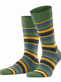 Повседневные носки с игривым дизайном в полоску Burlington 21954 Polo Stripe SO Зеленый 7165