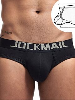 Однотонные брифы из эластичного хлопка черного цвета JOCKMAIL RTJM2031-2