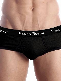 Модные мужские трусы брифы черного цвета ROMEO ROSSI 0-1RR366-102 распродажа