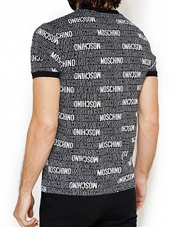 Легкая футболка с однотонной эластичной отделкой с текстовым принтом Moschino 19088123москино Черный 1555