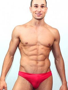Однотонные мужские трусы мини слипы красного цвета Romeo Rossi Slips R2005-8