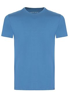 Комфортная футболка из дышащей ткани синего цвета Derek Rose 3048-BASEc015BLU