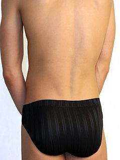 Классические мужские трусы брифы черного цвета в полоску HOM Supreme Cotton 01462cK9