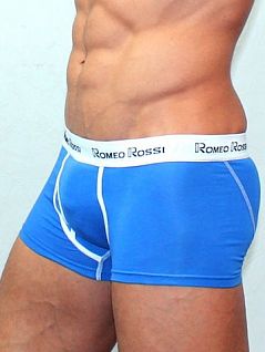Мягкие мужские трусы хипсы с стильным гульфиком синего цвета Romeo Rossi Heaps R365-9