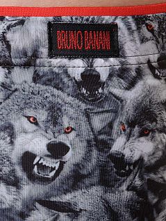 Стильные мужские трусы-шорты с рисунком серого цвета bruno banani Wolf 22021459 бруно Серый