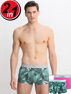 Мужской комплект боксеро (2шт)розовый+цветной принт HOM 40c0961cV001