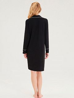 Домашнее платье в рубашечном стиле с длинным рукавом из мягкой вискозы LTBS50418 BlackSpade черный