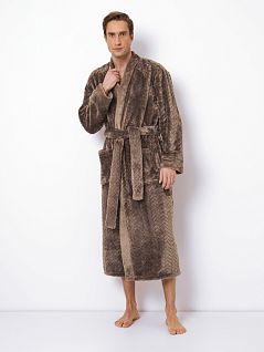 Теплый халат из ткани с фактурным рисунком Aruelle BT-MABLE/MASON Коричневый