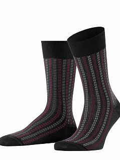 Мужские носки в тонкую полоску с великолепным цветовым блеском Falke 12447 Pin Stripe SO Черный (3000)
