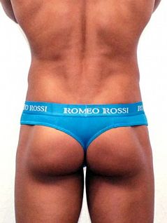 Мягкие голубые стринги с широким поясом Romeo Rossi Thongs R1006-10 распродажа