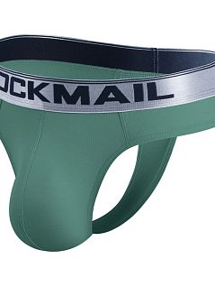Тонкие стринги на серебряной резинке зеленого цвета JOCKMAIL RTJM1029-19