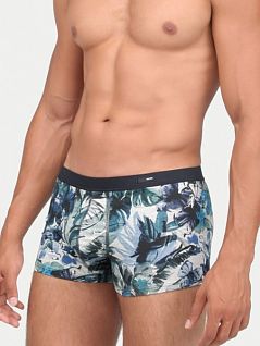 Стильные мужские трусы боксеры синего цвета с лиственным принтом HOM Jungle 40c0747c00BI