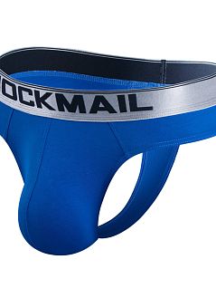 Эластичные стринги из хлопковой ткани синего цвета JOCKMAIL RTJM1029-9