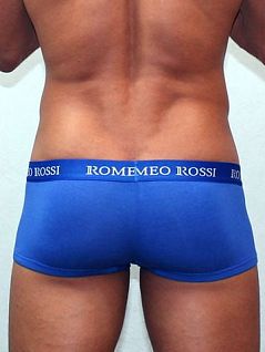 Синие мужские трусы хипсы из хлопка с широким пояском на резинке Romeo Rossi Heaps R5001-9