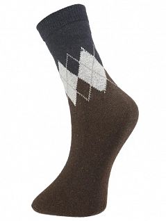 Теплые носки с ромбовидным узором коричневого цвета ROMEO ROSSI RT8045-15