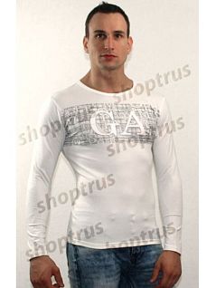 Облегающий лонгслив из хлопка с принтом белого цвета Emporio Armani RTFDR0073