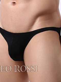 Мужские трусы брифы из мягкой ткани черного цвета ROMEO ROSSI R2001-2 распродажа