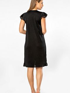 Сорочка женская из высококачественной вискозы с планкой с изящными пуговицами-жемчужинами Turen LT3284 Turen черный