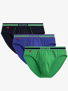 Набор брифов на средней посадке (темно-синий + зеленый + фиолетовый) (3шт) ATLANTIC RT3MP-159