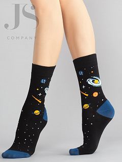 Мягкие носки с контрастным дизайном HOBBY JSHOBBY 80131-5-03 унисекс, "Планеты" (5 пар) черный