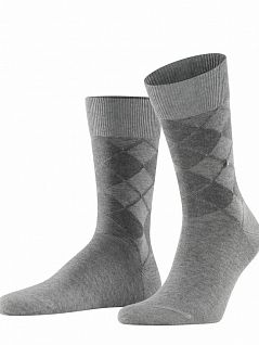 Носки из мягкого чесаного хлопка с классическим рисунком аргайл Burlington 21060 Bolton SO (муж.) Серый (3400)