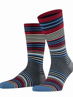 Теплые носки с согревающими свойствами Burlington 21057 Stripe SO (муж.) Темный-синий (6120)