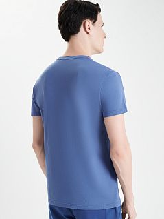 Хлопковая футболка из однотонного трикотажа синего цвета GALLO AP515030c[4003]-ROYAL
