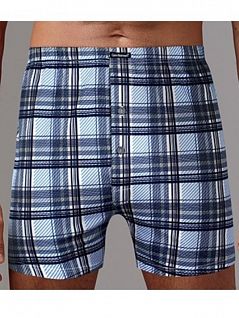Хлопковые мужские семейные трусы с гульфиком в синюю клетку Gentlemen SIGB7743