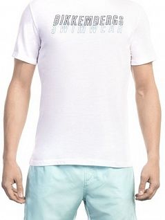 Комфортная футболка из хлопка и эластана белого цвета BIKKEMBERGS BKK1MTS01cWhite