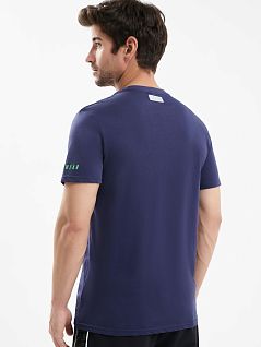 Оригинальная футболка из мягкого хлопка темно-синего цвета Bikkembergs BKK25MTS01cNavy