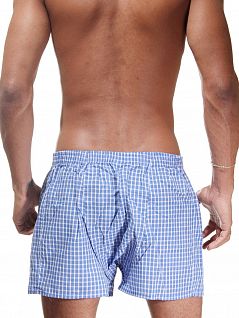 Мужские классические семейные трусы синие в клетку Oboy 06-6001-52-3 Boxer