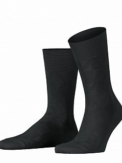 Мужские носки с теневым узором на широкой манжете Falke 12479 Sens. Soft Winter SO Черный (3000)